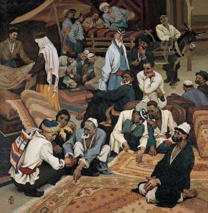 哈孜·艾买提 1987年作 地毯—维吾尔人
